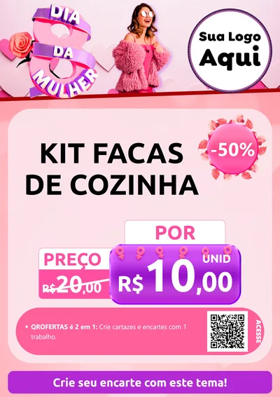 Modelo de Cartaz para Cartaz A4 Vertical com o tema Dia da Mulher para Utilidades Domésticas