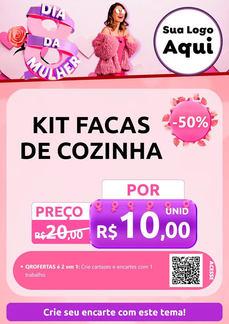 Modelo de Cartaz para Cartaz A4 Vertical com o tema Dia da Mulher para Utilidades Domésticas