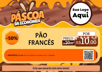 Modelo de Cartaz para Cartaz A4 Horizontal com o tema Páscoa da Economia para Padaria