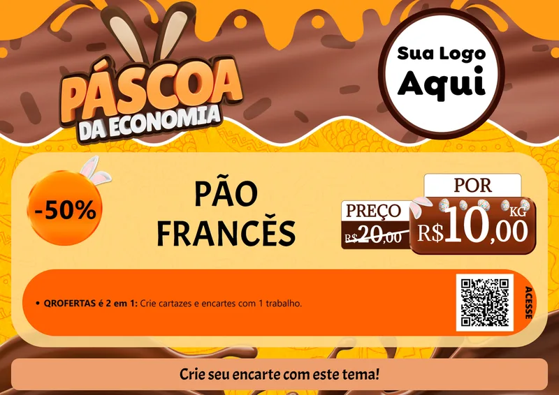 Modelo de Cartaz para Cartaz A4 Horizontal com o tema Páscoa da Economia para Padaria