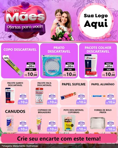 Modelo de Rede Social para Feed Instagram com o tema Dia das Mães Ofertas para Você! para Embalagens