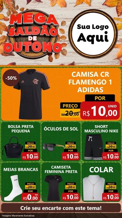 Modelo de Rede Social para Stories com o tema Mega Saldão de Outono para Roupas e acessórios