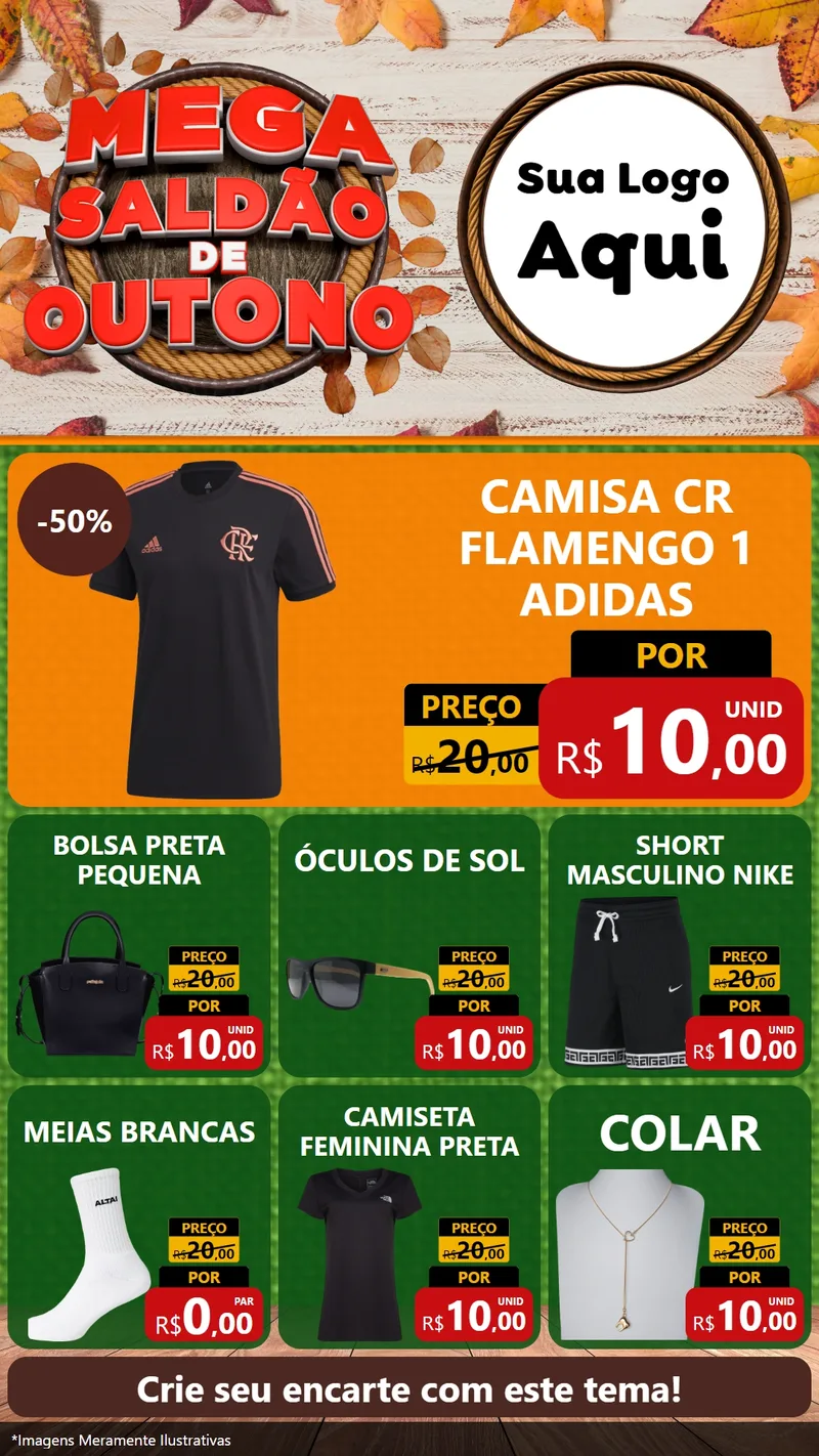 Modelo de Rede Social para Stories com o tema Mega Saldão de Outono para Roupas e acessórios