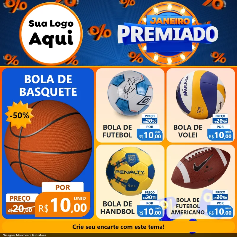 Modelo de Rede Social para Feed Facebook com o tema Janeiro Premiado para Artigos Esportivos