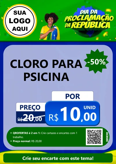 Modelo de Cartaz para Cartaz A4 Vertical com o tema Dia Da Proclamação Da República para Produtos para Piscina