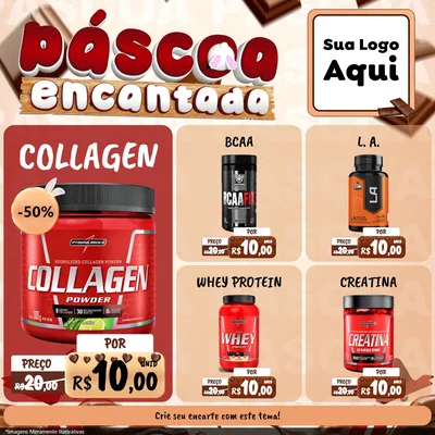 Modelo de Rede Social para Feed Facebook com o tema Páscoa Encantada para Suplementos alimentares