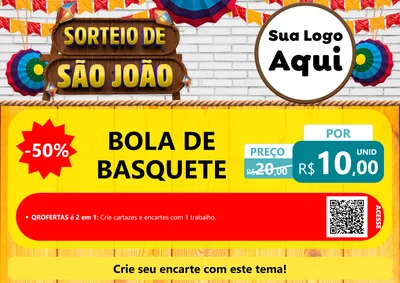 Modelo de Cartaz para Cartaz A4 Horizontal com o tema Sorteio de São João para Artigos Esportivos