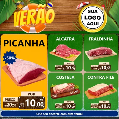 Modelo de Rede Social para Feed Facebook com o tema Verão para Açougue
