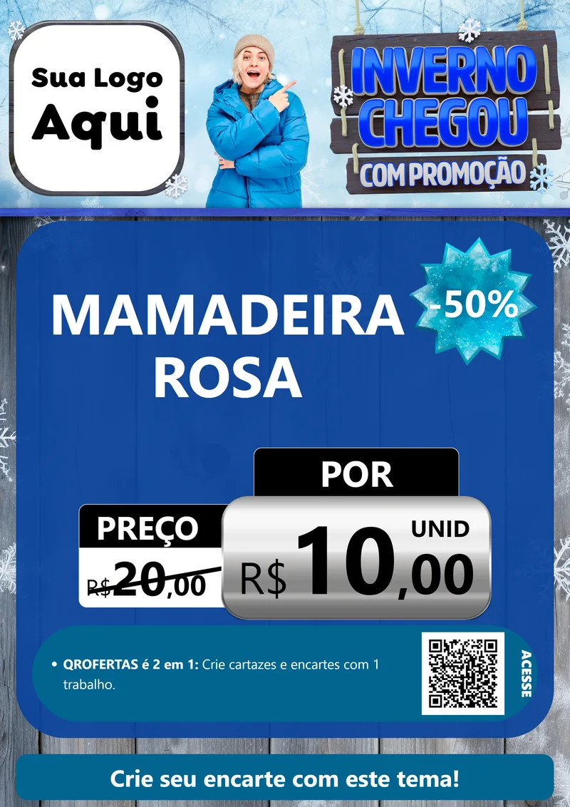 Modelo de Cartaz para Cartaz A4 Vertical com o tema Inverno Chegou Com Promoção para Bebês