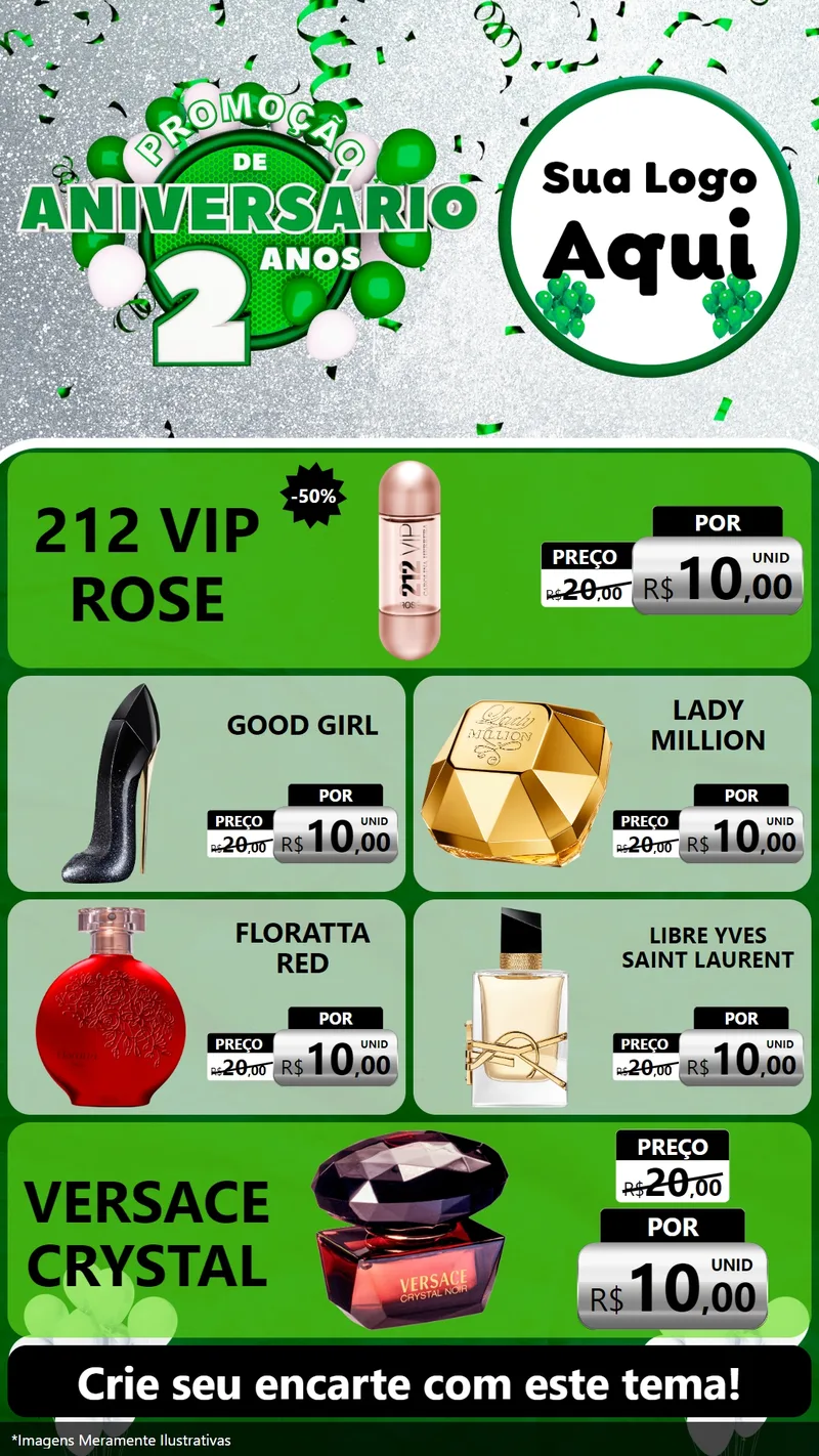 Modelo de TV para TV Vertical com o tema Promoção de Aniversário - 2 Anos para Perfumes