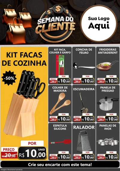 Modelo de Encarte para Encarte A4 Vertical com o tema Semana do Cliente para Utilidades Domésticas