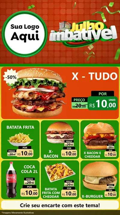 Modelo de Rede Social para Stories com o tema Julho Imbatível para Hamburgueria
