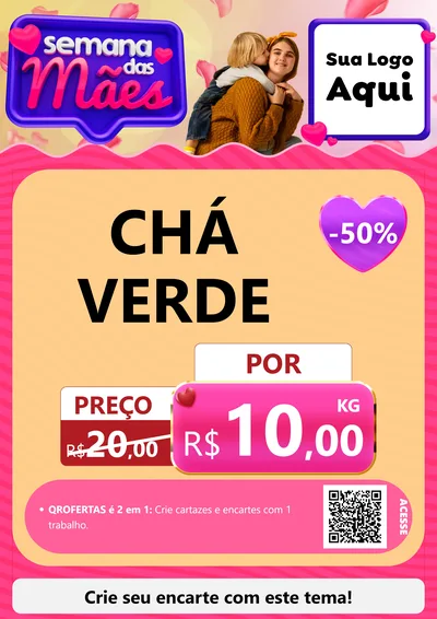 Modelo de Cartaz para Cartaz A4 Vertical com o tema Semana das Mães para Produtos Naturais