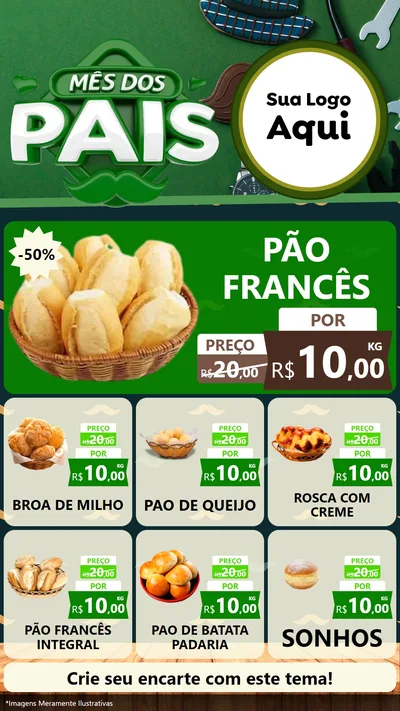 Modelo de Rede Social para Stories com o tema Mês dos Pais para Padaria