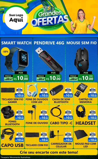 Modelo de Encarte para Encarte Grande com o tema Grandes Ofertas para Informática