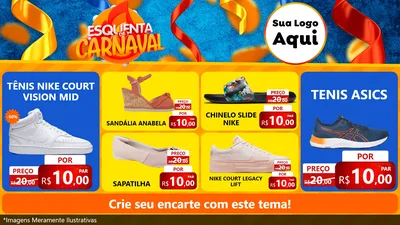 Modelo de TV para TV Horizontal com o tema Esquenta de Carnaval para Calçados