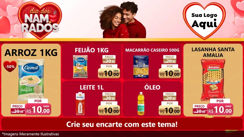 Modelo de TV para TV Horizontal com o tema Dia dos Namorados para Supermercado