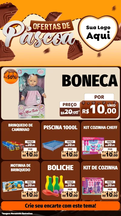 Modelo de Rede Social para Stories com o tema Ofertas de Páscoa para Brinquedos