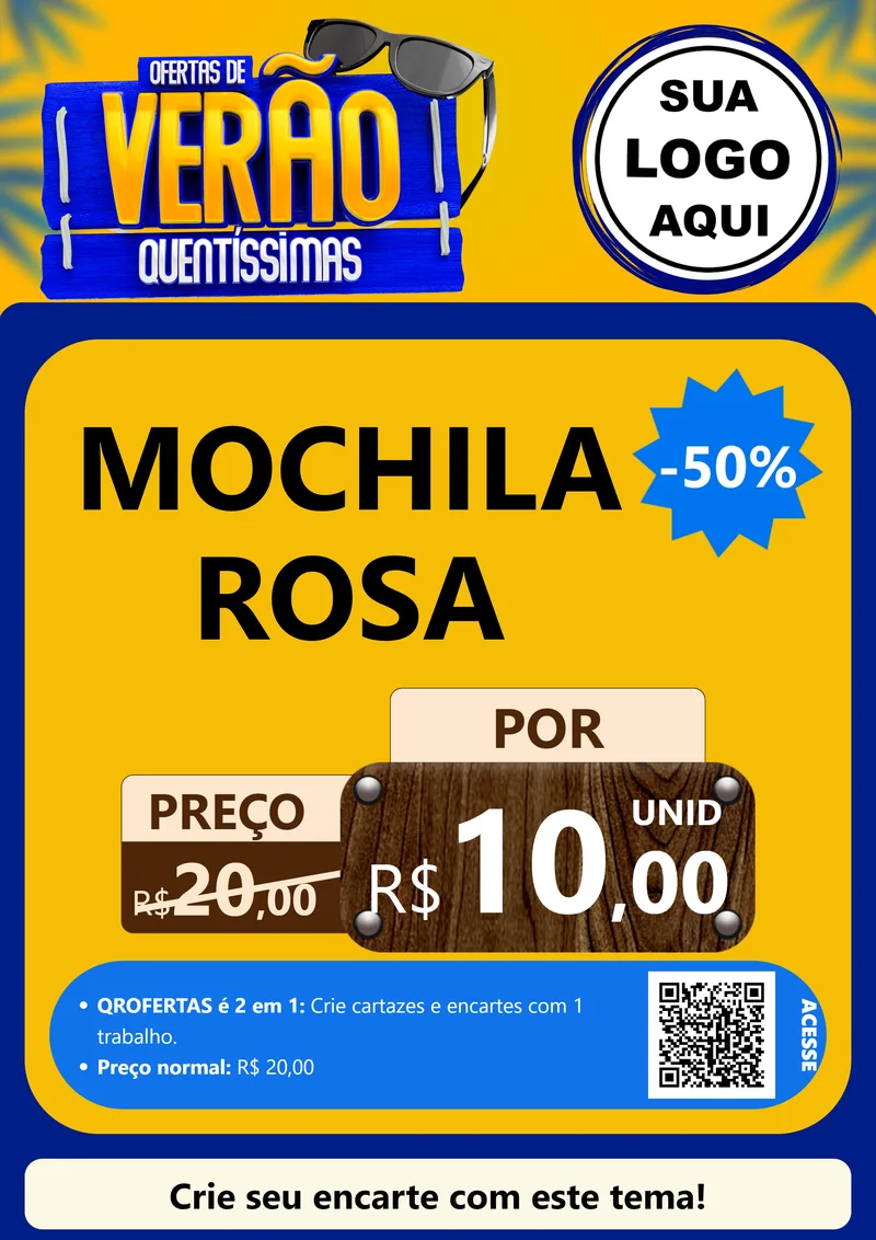 Modelo de Cartaz para Cartaz A4 Vertical com o tema Ofertas de Verão Quentíssimas para Papelaria