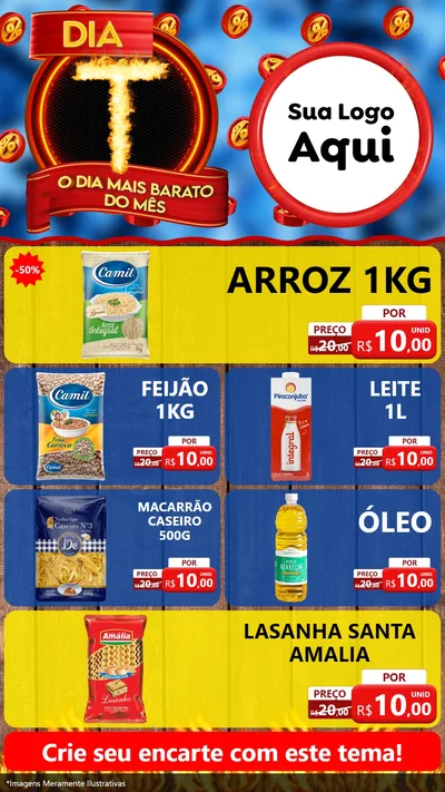 Modelo de TV para TV Vertical com o tema Dia T - O Dia Mais Barato Do Mês para Supermercado