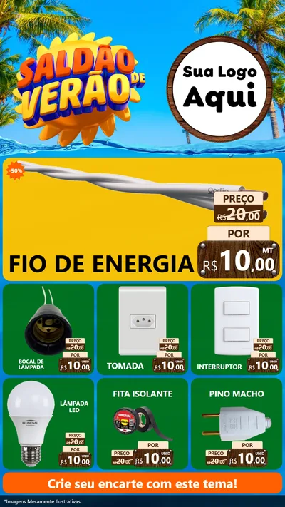 Modelo de Rede Social para Stories com o tema Saldão de Verão para Materiais Elétricos