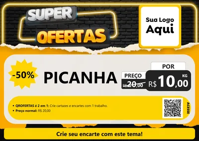 Modelo de Cartaz para Cartaz A4 Horizontal com o tema Super Ofertas para Açougue