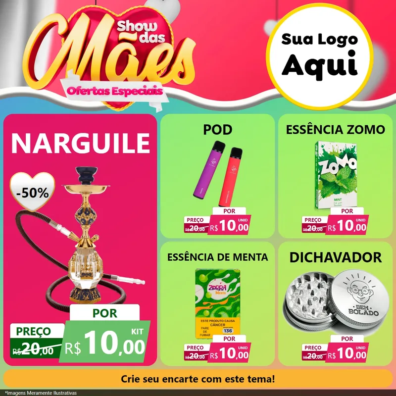 Modelo de Rede Social para Feed Facebook com o tema Show das Mães - Ofertas Especiais para Tabacaria