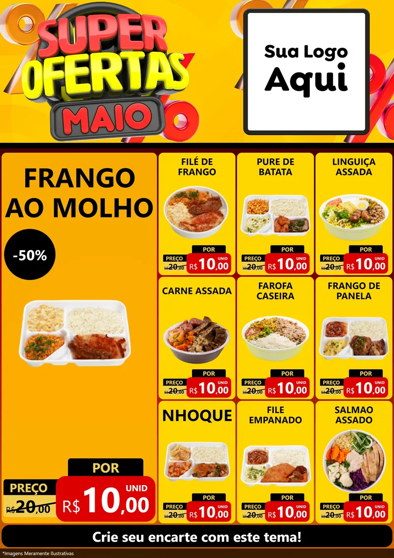 Modelo de Encarte para Encarte A4 Vertical com o tema Super Ofertas Maio para Restaurante