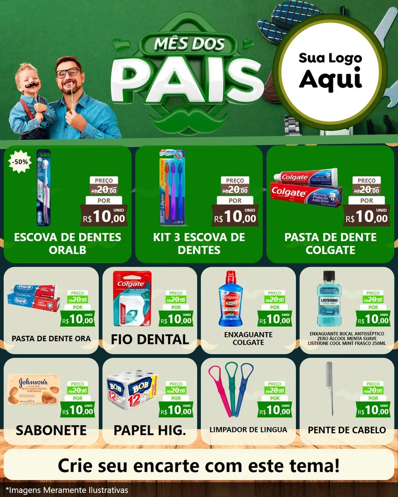 Modelo de Rede Social para Feed Instagram com o tema Mês dos Pais para Higiene Pessoal