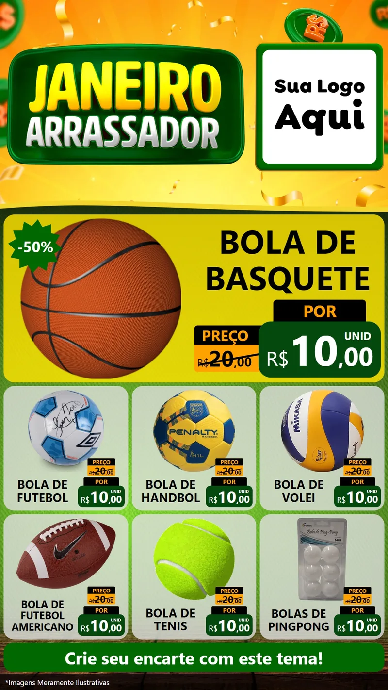 Modelo de Rede Social para Stories com o tema Janeiro Arrasador para Artigos Esportivos