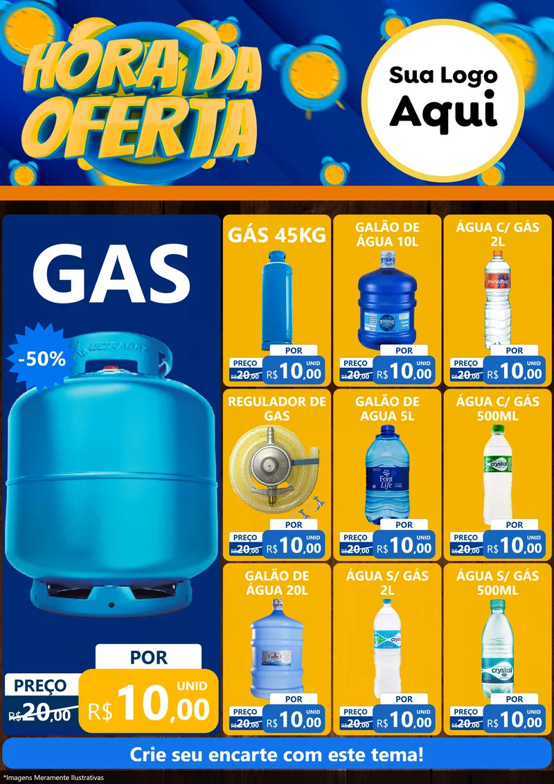 Modelo de Encarte para Encarte A4 Vertical com o tema Hora da Oferta para Água e gás