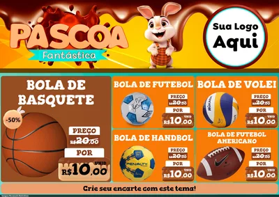 Modelo de Encarte para Encarte A4 Horizontal com o tema Páscoa Fantástica para Artigos Esportivos