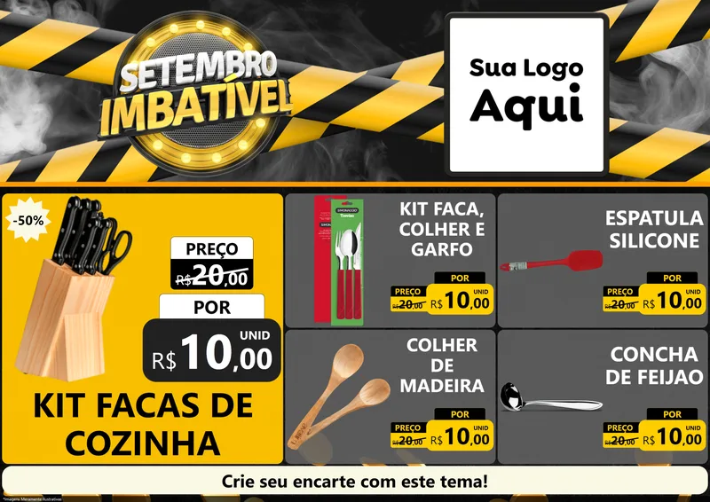 Modelo de Encarte para Encarte A4 Horizontal com o tema Setembro Imbatível para Utilidades Domésticas