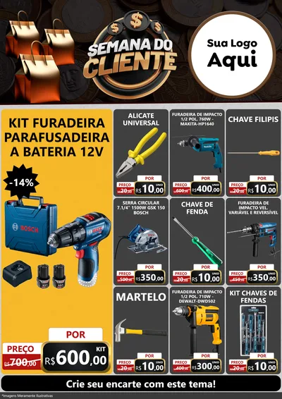 Modelo de Encarte para Encarte A4 Vertical com o tema Semana do Cliente para Maquinas e Ferramentas