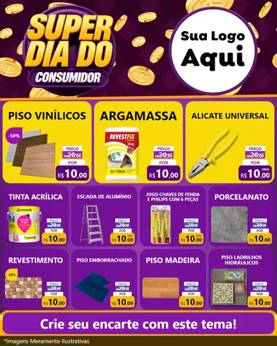 Modelo de Rede Social para Feed Instagram com o tema Super Dia do Consumidor para Material para Construção