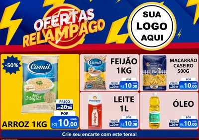 Modelo de Encarte para Encarte A4 Horizontal com o tema Ofertas Relâmpago para Supermercado