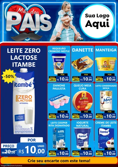 Modelo de Encarte para Encarte A4 Vertical com o tema Mês Dos Pais para Frios e Laticínios