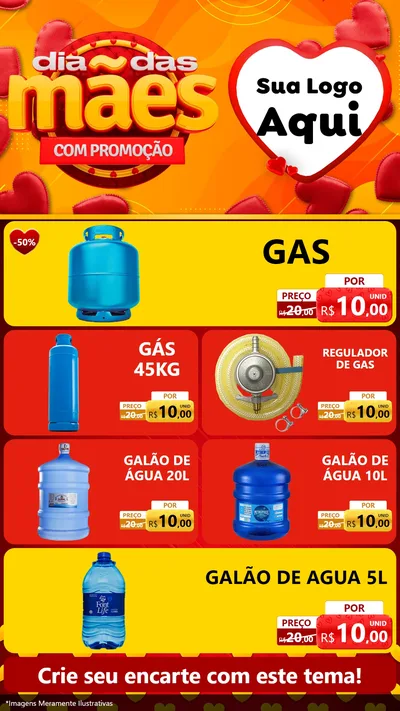 Modelo de TV para TV Vertical com o tema Dia das Mães com Promoção para Água e gás