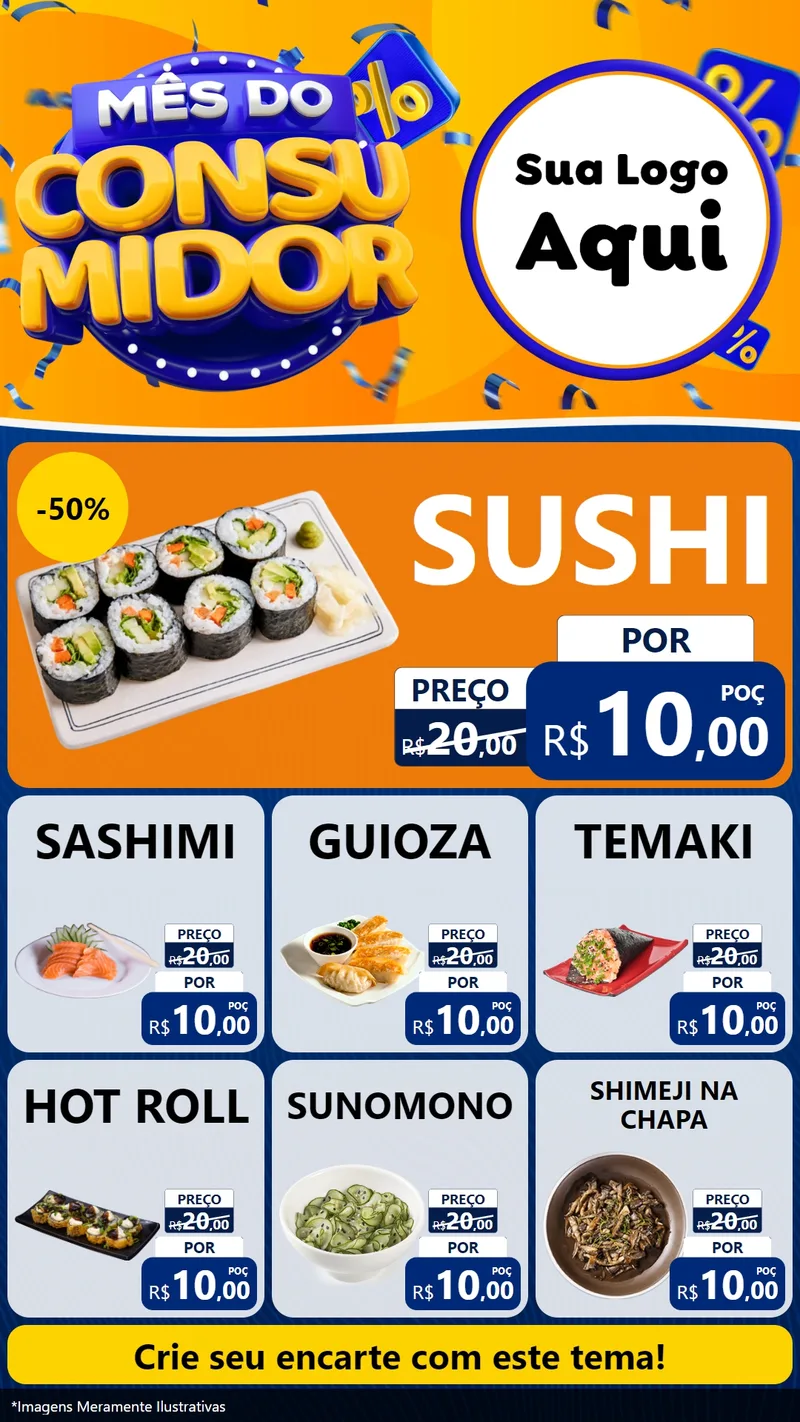 Modelo de Rede Social para Stories com o tema Mês do Consumidor para Comida japonesa