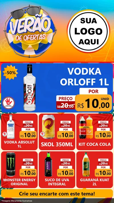 Modelo de Rede Social para Stories com o tema Verão de Ofertas para Distribuidora de bebidas