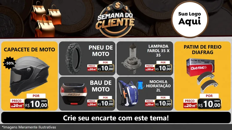 Modelo de TV para TV Horizontal com o tema Semana do Cliente para Moto peças