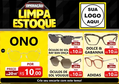 Modelo de Encarte para Encarte A4 Horizontal com o tema Operação Limpa Estoque para Óticas