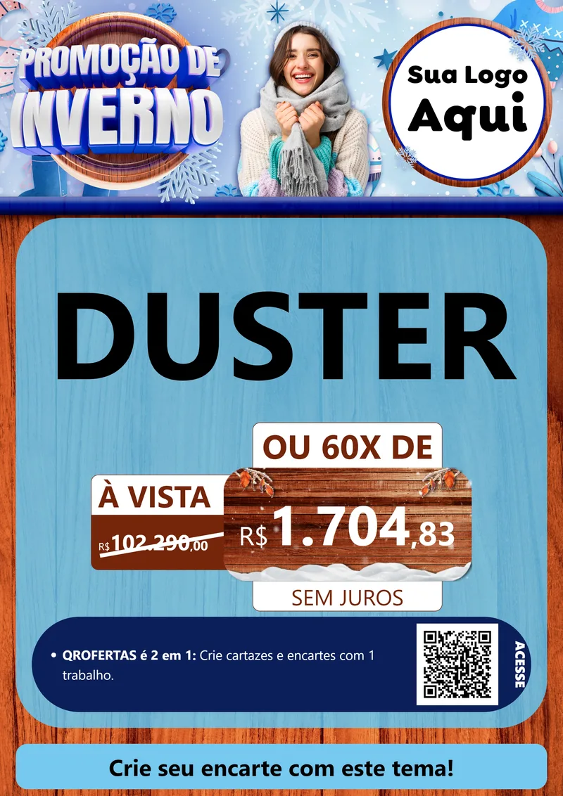 Modelo de Cartaz para Cartaz A4 Vertical com o tema Promoção de Inverno para Concessionaria de Carros