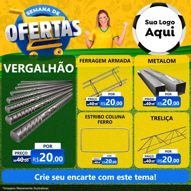 Modelo de Rede Social para Feed Facebook com o tema Semana de Ofertas - Copa para Ferragens