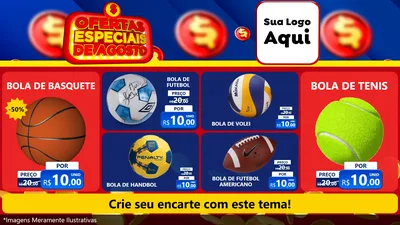 Modelo de TV para TV Horizontal com o tema Ofertas Especiais de Agosto para Artigos Esportivos