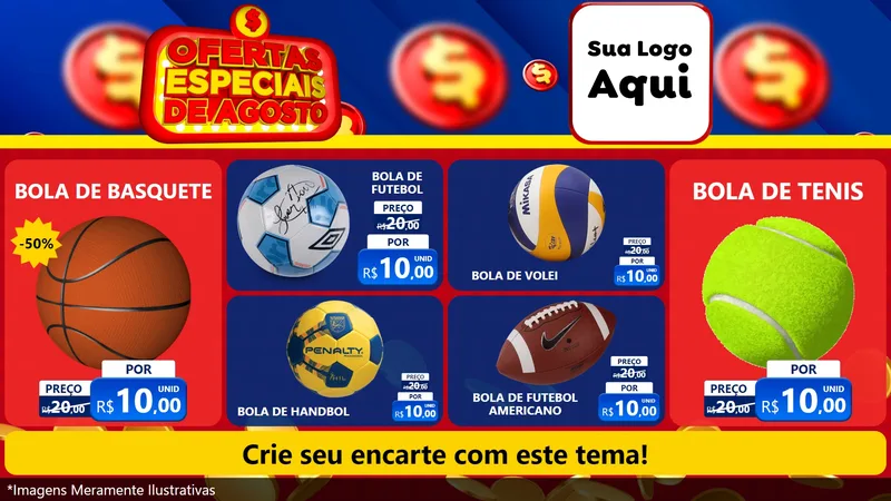 Modelo de TV para TV Horizontal com o tema Ofertas Especiais de Agosto para Artigos Esportivos