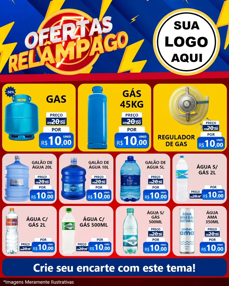 Modelo de Rede Social para Feed Instagram com o tema Ofertas Relâmpago para Água e gás