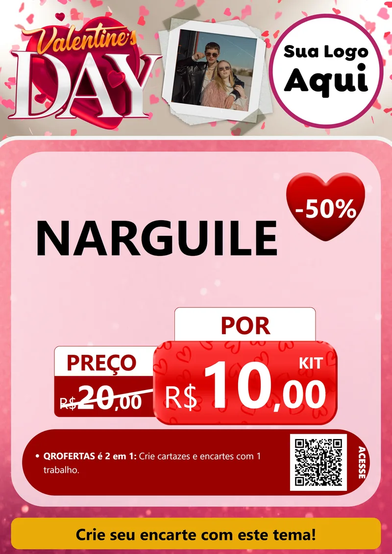 Modelo de Cartaz para Cartaz A4 Vertical com o tema Valentine's Day para Tabacaria