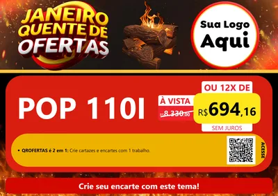 Modelo de Cartaz para Cartaz A4 Horizontal com o tema Janeiro Quente de Ofertas para Concessionaria de Motos