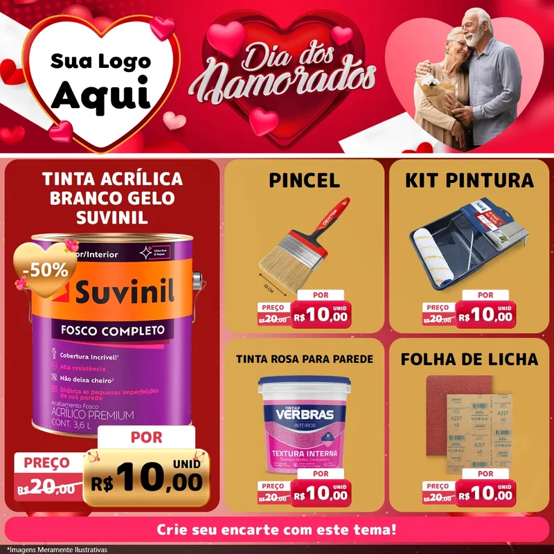 Modelo de Rede Social para Feed Facebook com o tema Dia Dos Namorados para Tintas e Ferramentas